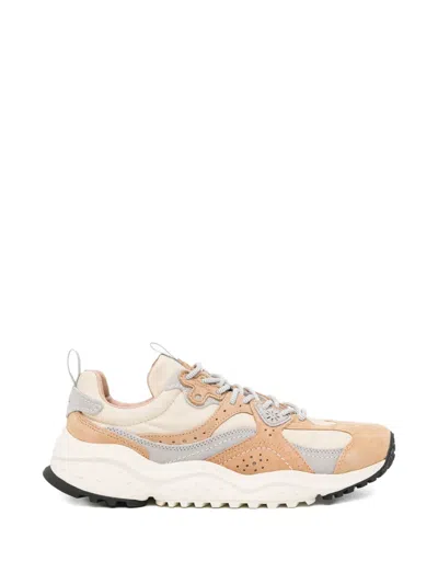 Flower Mountain Panelled Perforated Sneakers In Neutral