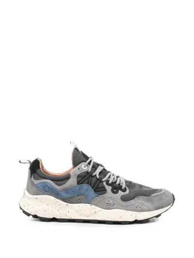 Flower Mountain Panelled Speckled-sole Sneakers In Gray