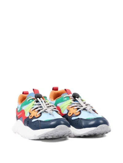 Flower Mountain Kids' Panelled Toggle-fastening Sneakers In Blue