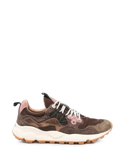 Flower Mountain Perforated Panelled Sneakers In Brown