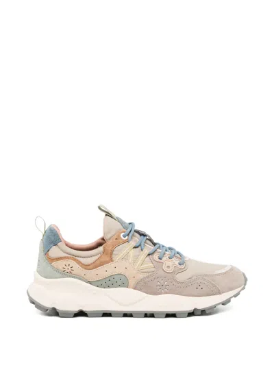 Flower Mountain Perforated Panelled Sneakers In Neutral