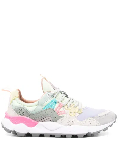 Flower Mountain Playful Textured Sneakers With Unique Lacing System In Grigio E Viola