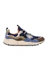 Flower Mountain Yamano 3 Sneakers In Suede And Nylon Mud Blue And Blue In Nude