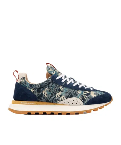 Flower Mountain Round Toe Sneakers In Blue