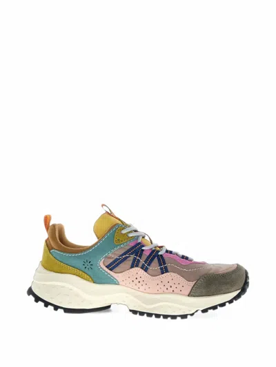 Flower Mountain Sanchia Uni Panelled Lace-up Sneakers In Green
