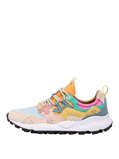 Flower Mountain Yamano 3 Sneakers In Suede And Nylon Rose And Light Violet In Multi