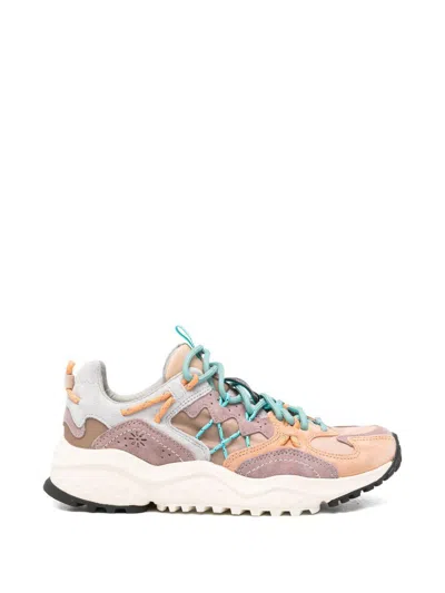 Flower Mountain Sneakers Grigie Multicolore Con Dettagli Arancioni, Marroni E Celesti