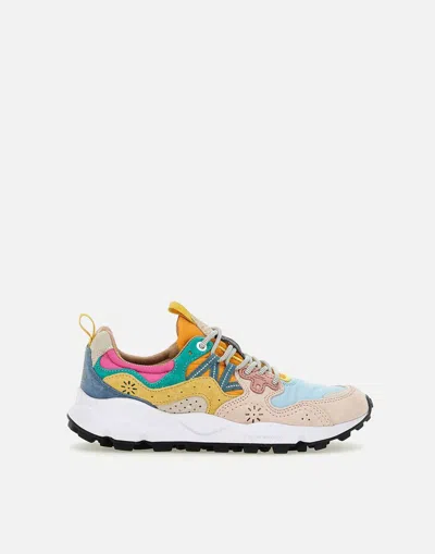 Flower Mountain Yamano 3 Sneakers In Suede And Nylon Rose And Light Violet In Multi