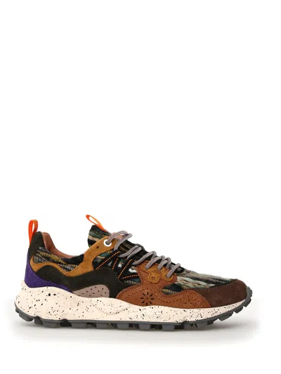 Flower Mountain Sneakers Yamano In Wool And Multicolor Fabric In Grey