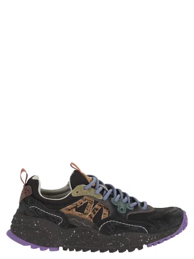 Flower Mountain Solin Uni - Leather And Fabric Trainers In Black