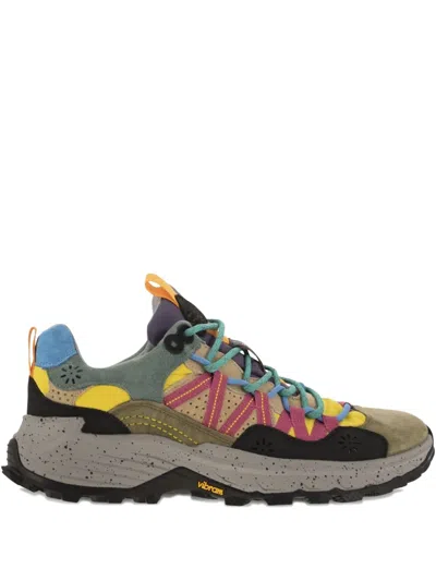 Flower Mountain Suede Technical Fabric Iwano Sneakers In Multi
