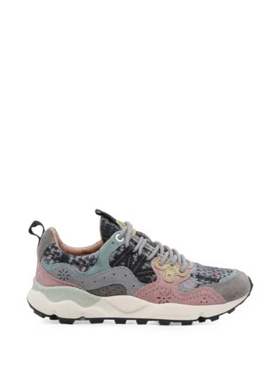 Flower Mountain Suede-panelled Tweed Sneakers In Grau
