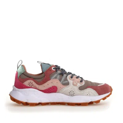 Flower Mountain Taupe Pink Yamano Sneakers And Fuxia Suede Top