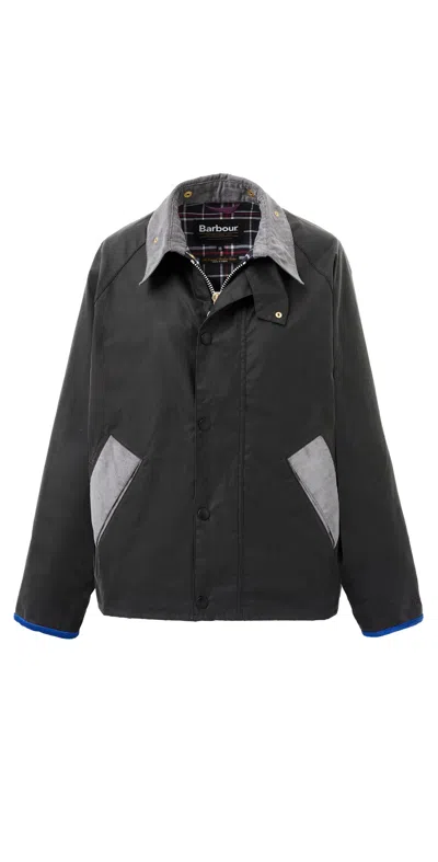 Flower Mountain Transport Wax Jacket Charcoal