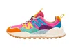 FLOWER MOUNTAIN WASHI WOMAN - SUEDE AND TECHNICAL FABRIC SNEAKERS IN FUCHSIA ORANGE