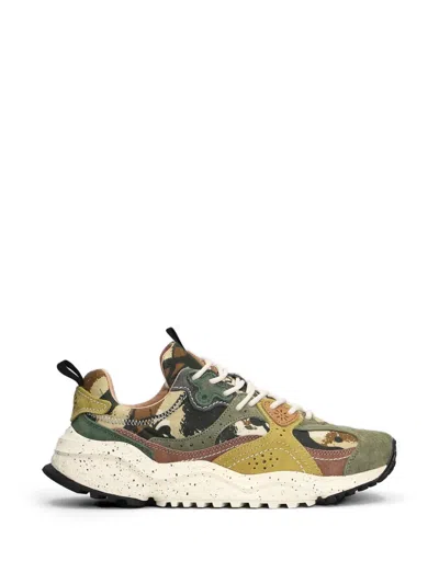 Flower Mountain Wave Camouflage-print Panelled Sneakers In Green