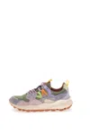 Flower Mountain Yamano 3 Natural And Dark Green Suede And Teddy Bear Sneakers In Multi
