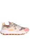 Flower Mountain Yamano 3 Sneakers In Suede And Floral-print Technical Fabric In Multicolor