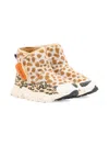 Flower Mountain Beige Ankle Boots For Kids With Print In Multi