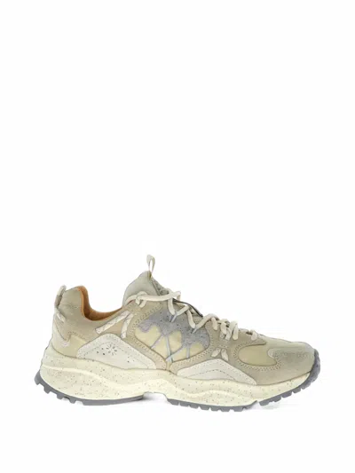 Flower Mountain Yamabushi Uni Panelled Speckled-sole Sneakers In White