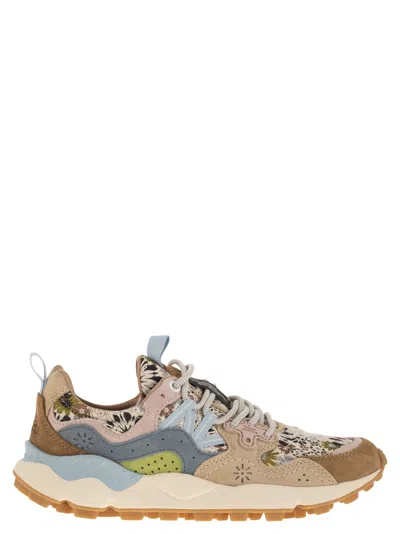 Flower Mountain Yamano 3 - Sneakers In Suede And Technical Fabric In Multi
