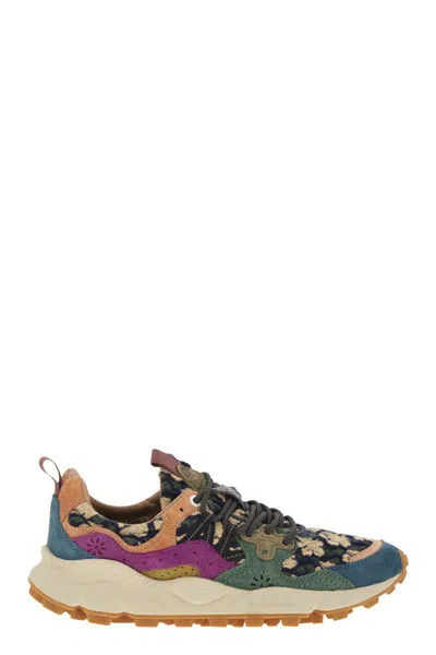 Flower Mountain Yamano 3 - Sneakers In Suede And Technical Fabric In Multicolor