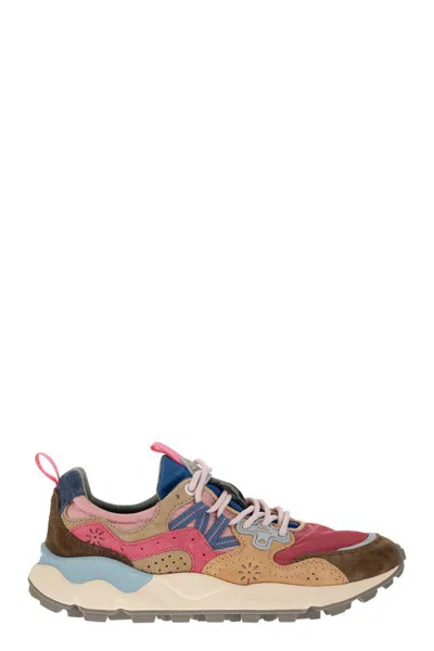 Flower Mountain Yamano 3 - Sneakers In Suede And Technical Fabric In Pink