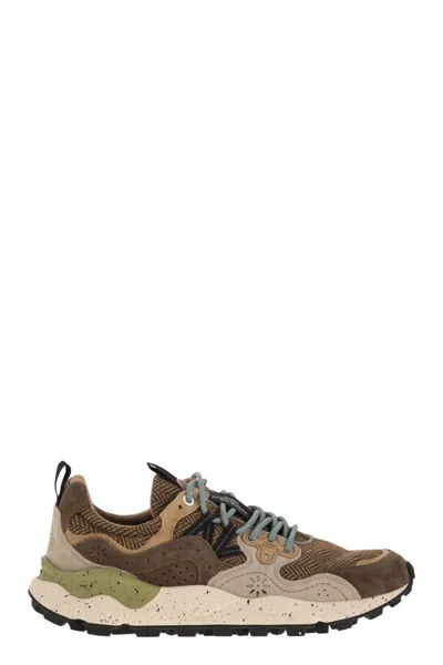 Flower Mountain Yamano 3 Suede And Fabric Sneakers In Brown