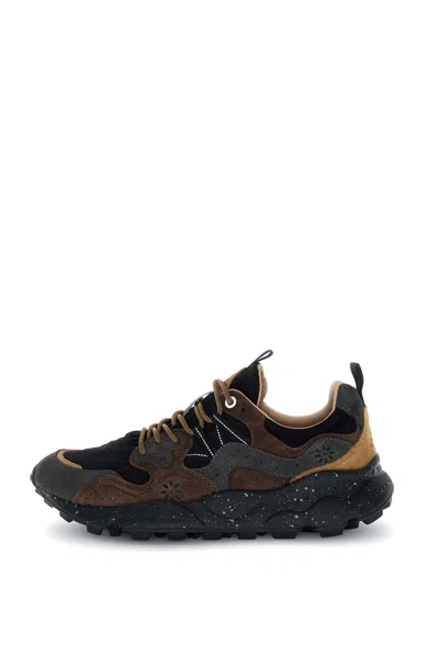 Flower Mountain Yamano 3 2017816-01-1a16 In Suede/nylon Dark Grey-black-dark Brown (1a16)