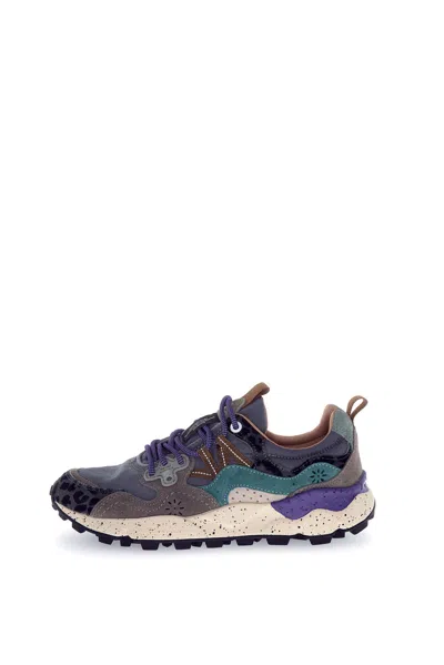 Flower Mountain Yamano 3 2017818-56-1b74 In Suede/pony Hair/nylon Dark Grey-anthracite-bottle (1b74)