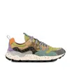 Flower Mountain Yamano 3 Acid Green And Gray Suede And Nylon Sneakers In Multi