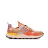 FLOWER MOUNTAIN FLOWER MOUNTAIN YAMANO 3 BEIGE AND SALMON SUEDE AND NYLON SNEAKERS