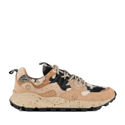 Flower Mountain Yamano 3 Beige Suede Sneakers And Wool Details In Multi