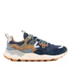 Flower Mountain Yamano 3 Blue And Navy Suede And Canvas Sneakers In Multicolor