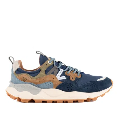 Flower Mountain Yamano 3 Blue And Navy Suede And Canvas Sneakers In Multicolor