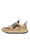 Flower Mountain Mixed-material Sneakers With Beige Suede Overlays In Brown
