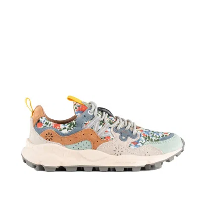 Flower Mountain Yamano 3 Floral Print Suede And Nylon Sneakers In Multicolor