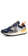 Flower Mountain Yamano 3 - Sneakers In Suede And Technical Fabric In Navy Bleu Grey