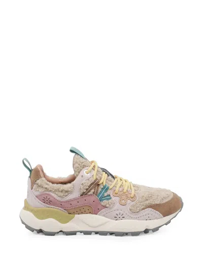 Flower Mountain Yamano 3 Shearling-effect Panelled Sneakers In Multi