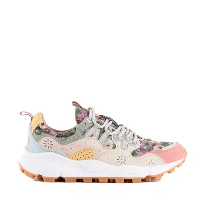 FLOWER MOUNTAIN FLOWER MOUNTAIN YAMANO 3 SNEAKERS IN SUEDE AND FLORAL-PRINT TECHNICAL FABRIC