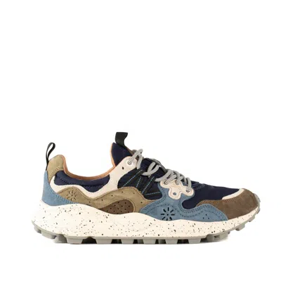 Flower Mountain Yamano 3 Sneakers In Suede And Nylon Mud Blue And Blue In Multicolor