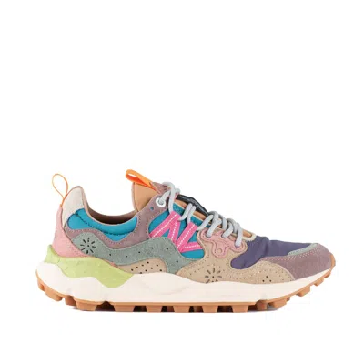 Flower Mountain Yamano 3 Sneakers In Suede And Nylon Rose And Violet In Multicolor