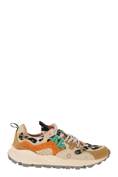Flower Mountain Yamano 3 - Sneakers In Suede And Technical Fabric In Multi