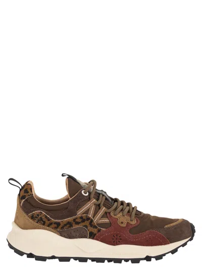 Flower Mountain Yamano 3 - Sneakers In Suede And Technical Fabric In Brown