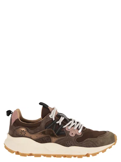 Flower Mountain Yamano 3 Sneakers In Suede And Technical Fabric In Brown