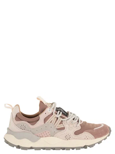Flower Mountain Yamano 3 - Sneakers In Suede And Technical Fabric In Pink