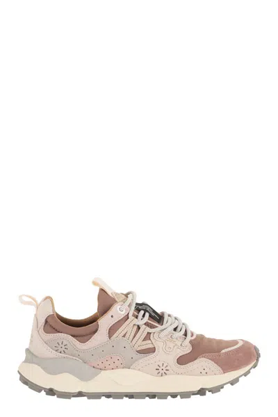 Flower Mountain Yamano 3 - Sneakers In Suede And Technical Fabric In Pink
