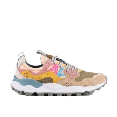 Flower Mountain Yamano 3 Suede And Nylon Dark Rose And Chestnut Sneakers In Multicolor