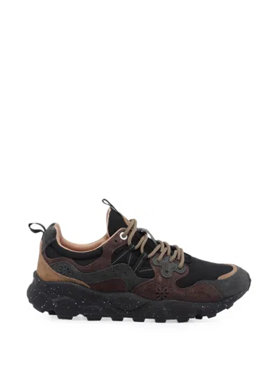 Flower Mountain Yamano 3 Suede-panelled Low-top Sneakers In Black