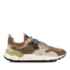 Flower Mountain Yamano 3 Uni Brown And Light Brown Suede And Fabric Sneakers In Multi